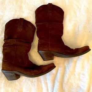 Ariat brown suede slouch cowboy boot sz 8